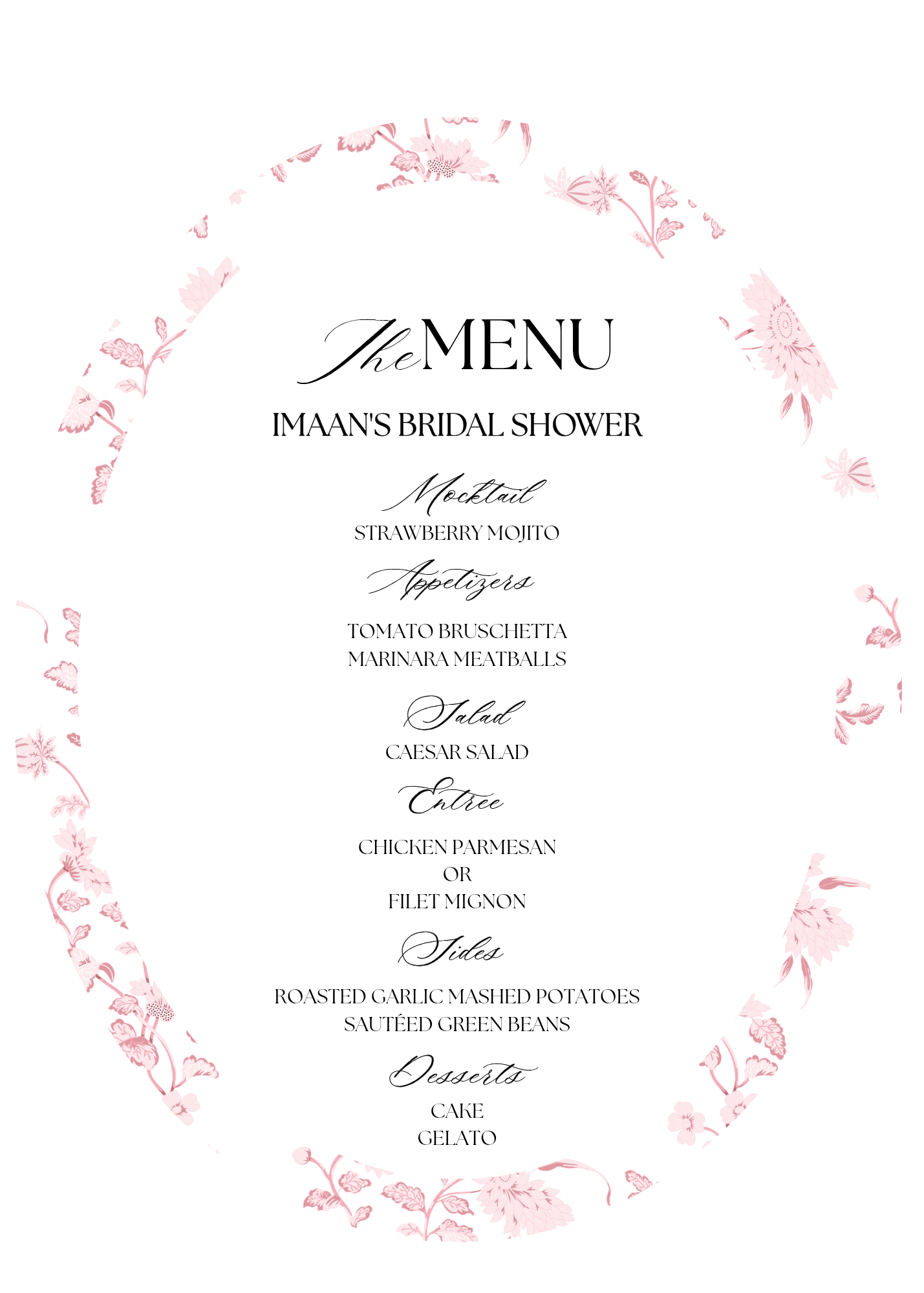 Custom Menu Cards