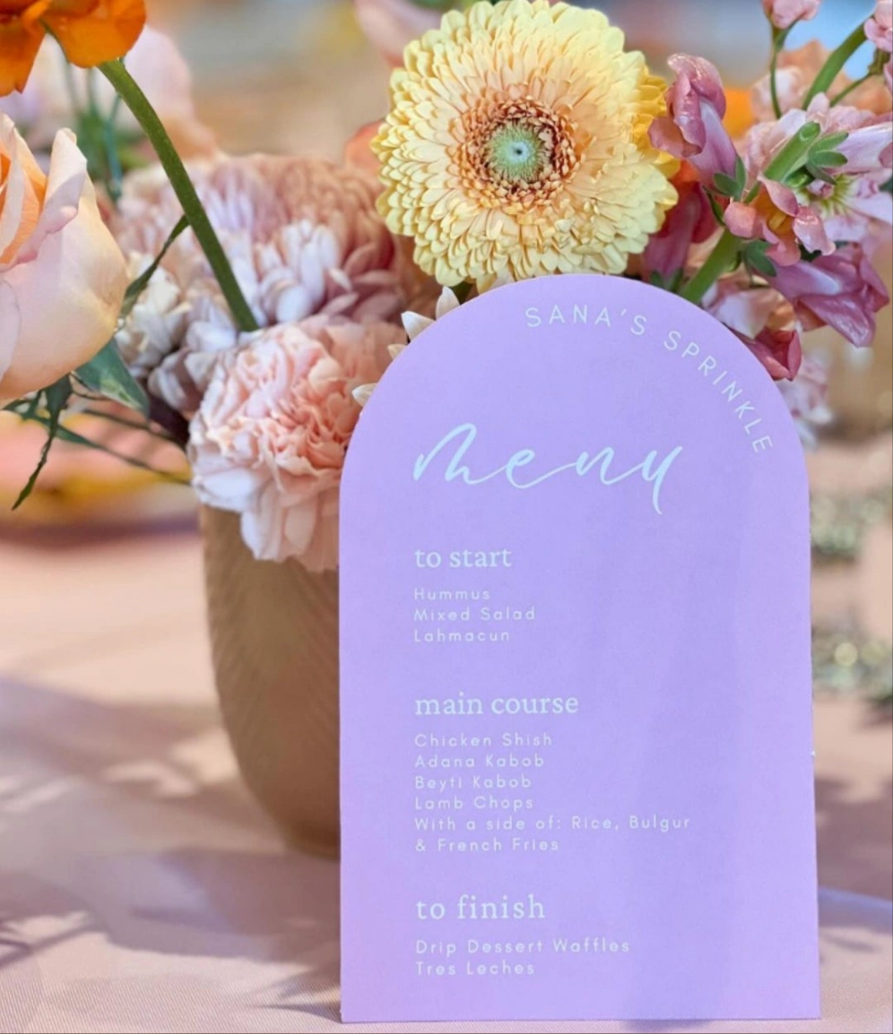 Custom Shaped Menu cards