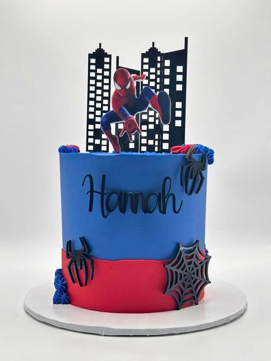 Spiderman themed cake toppers/chams